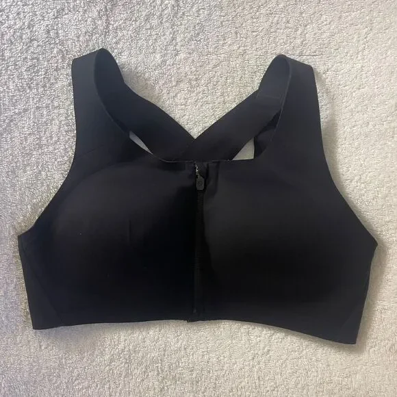 Lululemon Enlite Black Sports Running lightly Padded Zip Front Bra Size 34D - Picture 5 of 6